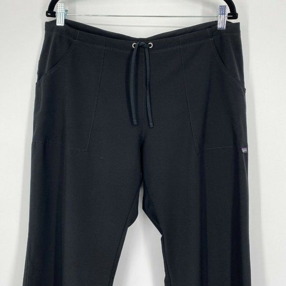 Patagonia Straight Leg Athletic Pants Size 12 Stretch Pull On Drawstring Black - Picture 2 of 10